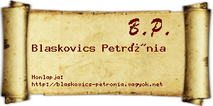 Blaskovics Petrónia névjegykártya